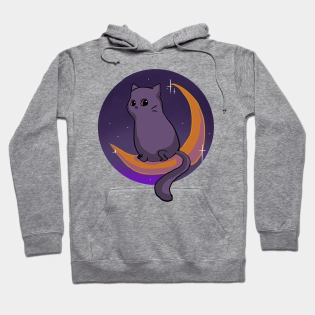 Halloween Cat Sitting on the Moon Hoodie by PreeTee 